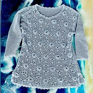 Womens Handmade Sweater Lavender Hand Knit Vintage